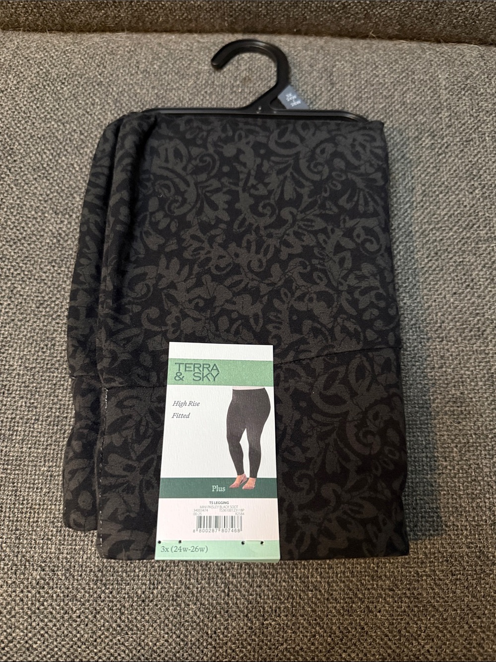 Terra & Sky Black Paisley Print Plus Leggings Size 3XL NEW!